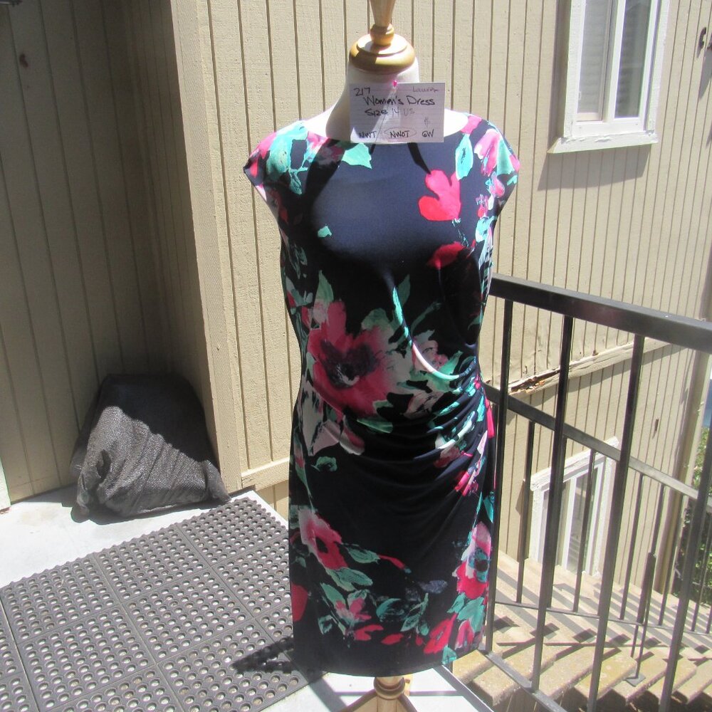 #217  NEW WOMEN'S FLORAL SLIP ON DRESS BY RALPH LAUREN  (SIZE 14)